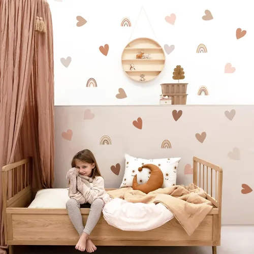 funlife Calcomanías de pared pequeñas de arco iris bohemio para despegar y pegar, autoadhesivas, coloridas calcomanías de pared para decoración de