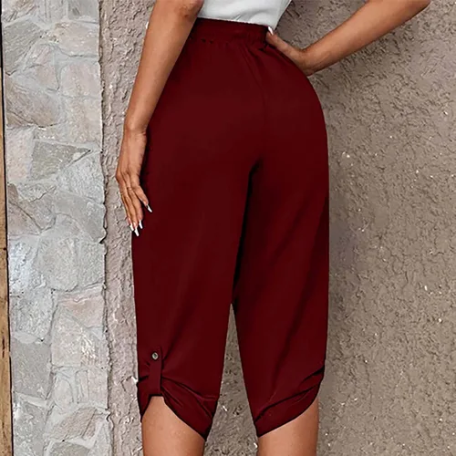 Miniatura 213 de Pantalones capri para mujer, estilo casual, de verano, elásticos, de cintura alta, pantalones de yoga, ajuste atlético, pantalones deportivos