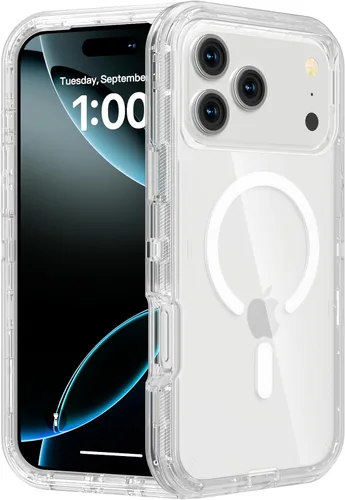 Miniatura 25 de Follaroma para iPhone 17 Pro Max, Funda Compatible con MagSafe, Funda Magnética Transparente de Doble Capa, Funda Resistente Anti-Caída y a Prueba