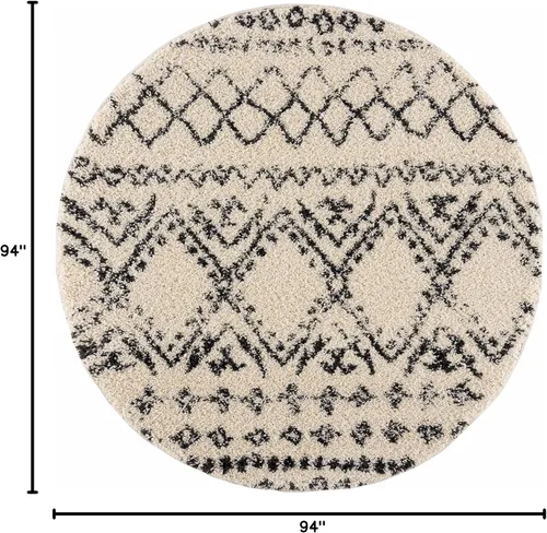 Miniatura 50 de Hauteloom, Duncans - Alfombra de estilo granja de pelo mullido para sala y dormitorio, con borlas - Beige, carbón, gris - 2 pies 7 pulgadas x 7 pies