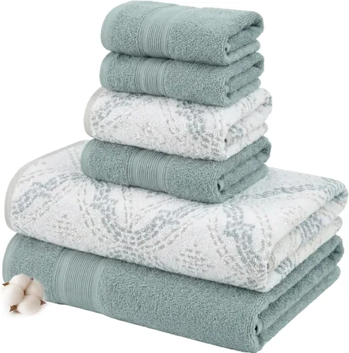 Miniatura 14 de Modern Threads Amaris - Juego de 6 toallas reversibles de jacquard teñido con hilo, toallas de baño, toallas de mano y paños de lavado