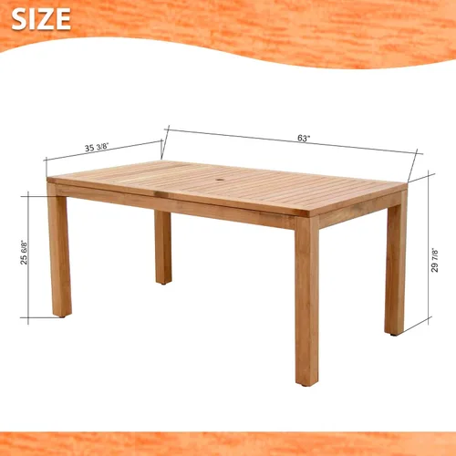 Miniatura 3 de Amazonia Bruselas - Juego de comedor rectangular de teca y mimbre, 7 piezas, color marrón claro