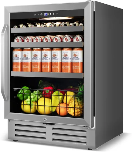 Miniatura 25 de Velivi Mini refrigerador con puerta de cristal, nevera pequeña, escritorio, enfriador de bebidas para bebidas de cerveza, 1.4 pies cúbicos