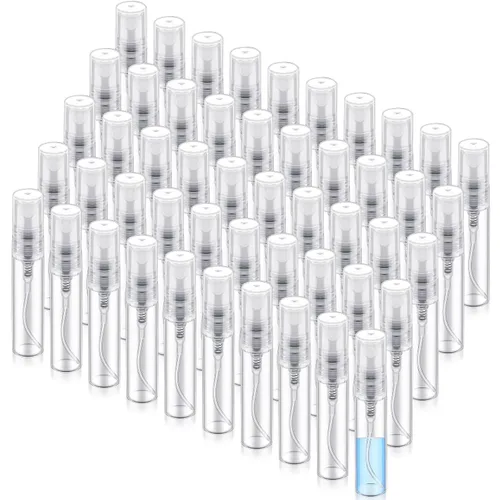 Zhehao - 200 unidades de mini botellas de spray de 5 ml, botellas de vidrio transparente para perfume, atomizador de perfume recargable con Tapa