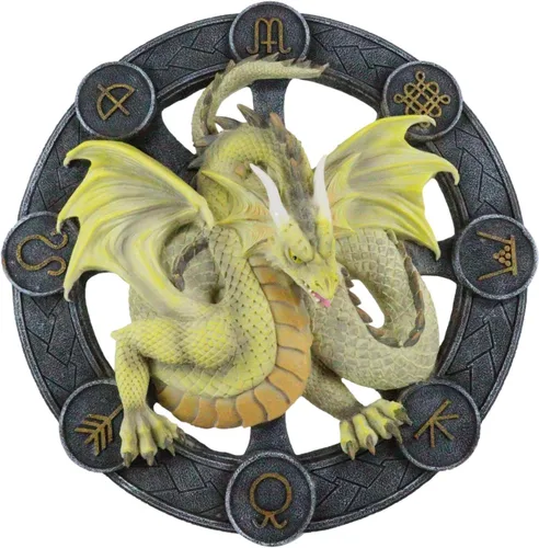 Miniatura 10 de Ebros Gift Wicca Neo Paganism Sabbats Rueda del Año Fantasía Dragón con Símbolos Sagrados Decoración de Pared Escultura por Anne Stokes Dragons