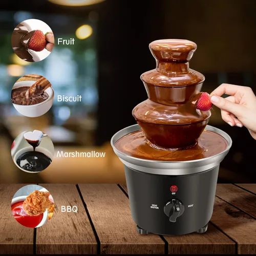 Miniatura 2 de Máquina de fuente de chocolate, calentador de máquina de inmersión de plástico para derretir chocolate, fuente de queso de torre de 3 niveles, mini