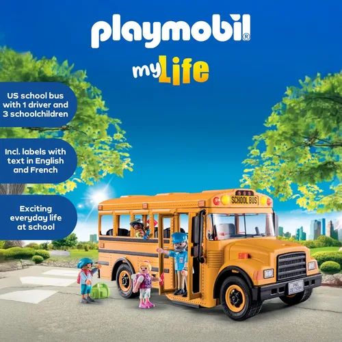 Miniatura 3 de Playmobil Autobús escolar con accesorios y 4 figuras