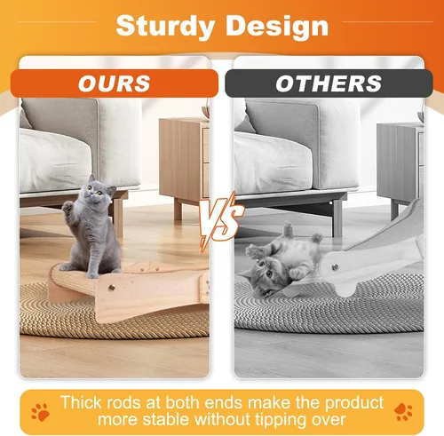 Miniatura 3 de Cama rascador de sisal para gatos, poste rascador extra grande para gatos con cama de escalada, tabla de rascar de madera con almohadilla de sisal