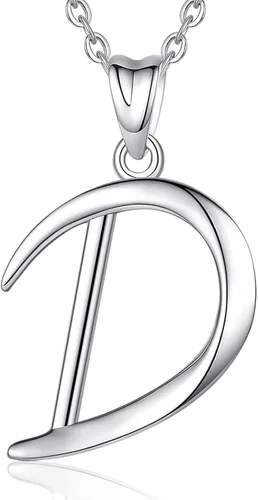 Miniatura 169 de EUDORA Collares de plata esterlina con inicial para mujer, regalos clásicos de 26 letras sin cuello para niñas, hermana, madre hija, cadena de 18
