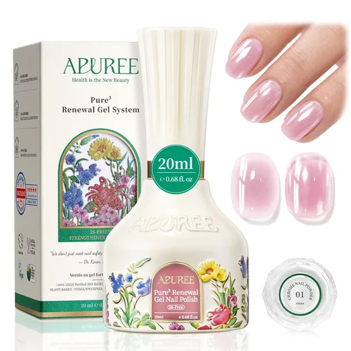 Miniatura 41 de APUREE Esmalte de uñas de gel fortalecedor: ámbar traslúcido Certificado USDA de base biológica Calidad de salón libre de HEMA Esmalte de gel