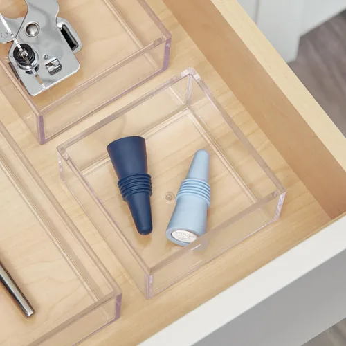 Miniatura 7 de Organizador Clarity de InterDesign para tocador, adecuado para cosméticos y productos de belleza, 8 x 12 x 2 pulgadas, transparente, Transparente, S