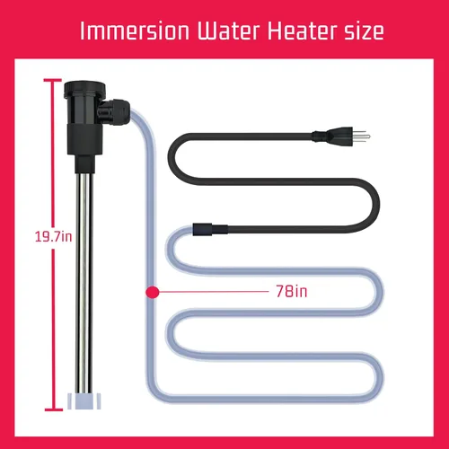 Miniatura 4 de Calentador de agua de inmersión de 240 V 3000 W para bañera de hidromasaje y piscina, calentador sumergible eléctrico portátil con control