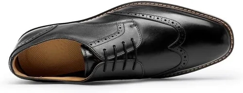 Miniatura 2 de DESAI Zapatos de vestir clásicos Oxford para hombre, zapatos formales de cuero de grano completo con cordones para hombre
