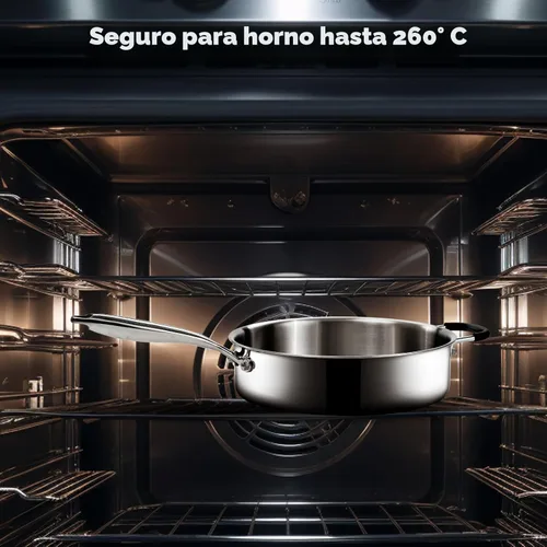 Miniatura 6 de SLOTTET Sartén de acero inoxidable de tres capas con tapa, sartén profunda de 5 cuartos de galón con cómodo mango de silicona, sartén de 11.5