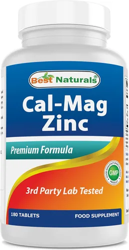 Best Naturals - Complejo mineral esencial #1 CAL MAG ZINC - Fabricado en una instalación certificada GMP con sede en Estados Unidos y probado por