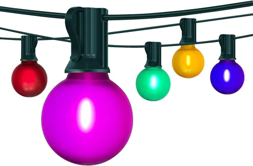 Miniatura 10 de Cadena de luces para exteriores de 50 pies con bombillas G40, luces impermeables para patio con 27 bombillas LED inastillables (2 repuestos)