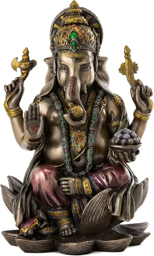 Elefante hindú miniatura de Ganesha, dios del éxito de 7 a 1/4 de pulgada bronce fundido en polvo real