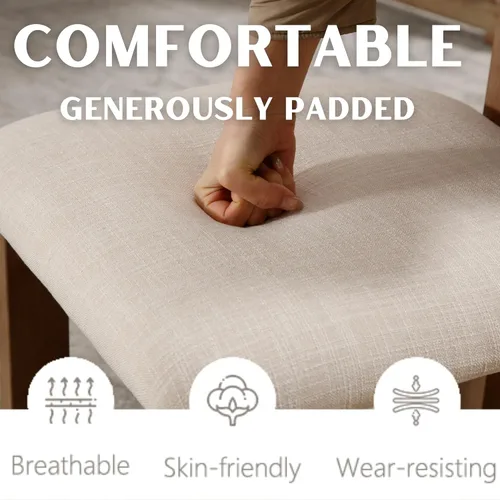 Miniatura 5 de RIVOVA Juego de 2 sillas de comedor de cocina, sillas de comedor modernas tapizadas, respaldo curvado, silla de comedor tapizada de lino con patas