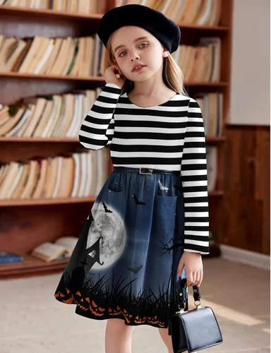 Miniatura 7 de Arshiner Vestido de manga larga de color sólido casual con bolsillo para niñas pequeñas