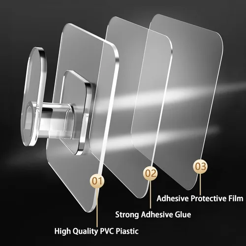 Miniatura 4 de DELITON Paquete de 10 bonitos ganchos adhesivos de almacenamiento transparentes, se adhieren en la pared para toallas, batas, abrigos transparente-1