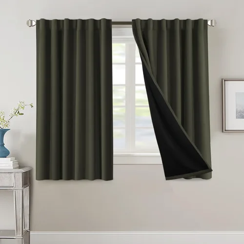 Miniatura 8 de H.VERSAILTEX Cortinas 100% opacas para dormitorio con forro negro, cortinas de oscurecimiento de habitación completa, con aislamiento térmico