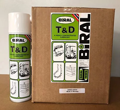BiRAL Lubricante, lata de aerosol de 16.9 fl oz (caja de 12), viscosidad media a alta, evita la corrosión, 12 libras