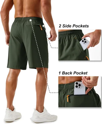 Miniatura 96 de TACVASEN Pantalones cortos deportivos para correr para hombre, 9 pulgadas, de secado rápido, pantalones cortos ligeros de verano, 3 bolsillos