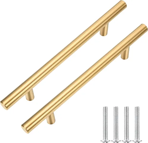 Miniatura 2 de Paquete de 15 tiradores de gabinete de acero inoxidable dorado cepillado en T para muebles, cocina, armario, cajón, manija de puerta