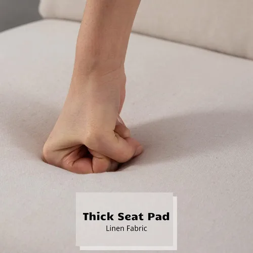 Miniatura 6 de HEAH-YO Juego de 2 sillas de comedor modernas, tapizadas de tela de lino con respaldo, sillas de cocina sin brazos para comedor, color blanco Lino