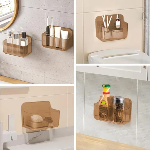 Miniatura 6 de CGBE Paquete de 2 organizadores para puerta de gabinete, estante adhesivo acrílico, almacenamiento montado en la pared, estantes de ducha