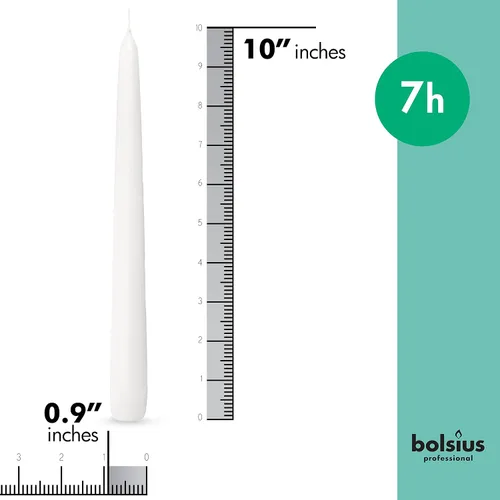 Miniatura 2 de BOLSIUS White Taper Candles Paquete de 100 velas a granel – Juego de velas de cena de 10 pulgadas – Más de 7 horas de combustión – Calidad europea