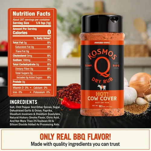 Miniatura 2 de Kosmos Q Funda de vaca Hot BBQ Rub, regalo del día del padre, condimento picante de bistec y pechuga con chile, ajo, cebolla, pimentón y humo