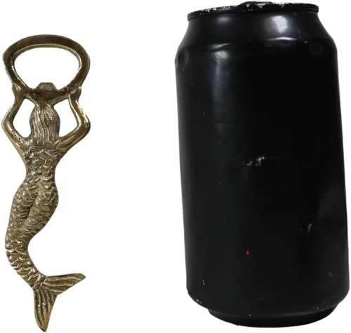 Miniatura 7 de Ebros Gift Vintage Marine Nautical Heavy Duty Latón Acabado Oro Sirena Costera Sirena Sirena Soda Botella de Cerveza Tapa Abremano 4.5" Alto Mar