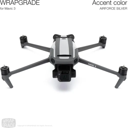 Miniatura 2 de WRAPGRADE Adhesivos parciales para DJI Mavic 3 / Mavic 3 Classic Accent Color (AIRFORCE SILVER)