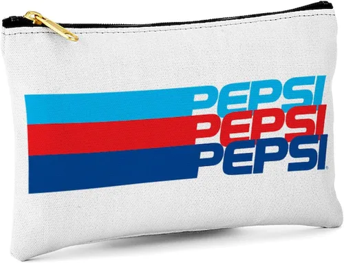 Miniatura 3 de CafePress Pepsi - Bolsa de maquillaje con cremallera a rayas, 8.5 x 6 pulgadas, Blanco