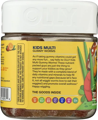 Miniatura 4 de OLLY Gusanos de gomita multivitamínicos para niños, salud general y apoyo inmunológico, vitaminas y minerales A, C, D, E, Bs y zinc, suplemento