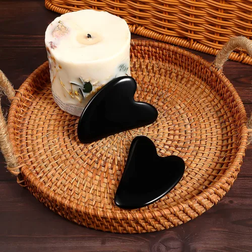 Miniatura 9 de rosenice Gua Sha - Herramientas faciales de guasha negra, piedra de jade Gua Sha para el cuidado de la piel facial, tensiones corporales faciales