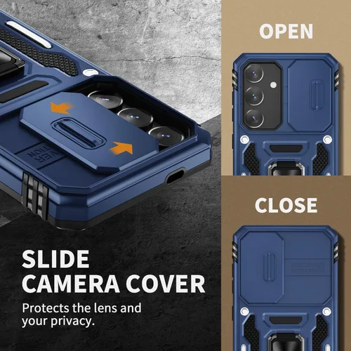 Miniatura 4 de WRJ Funda para Samsung Galaxy S25/Galaxy S24 con cubierta deslizante para cámara y protector de pantalla, protección de grado militar