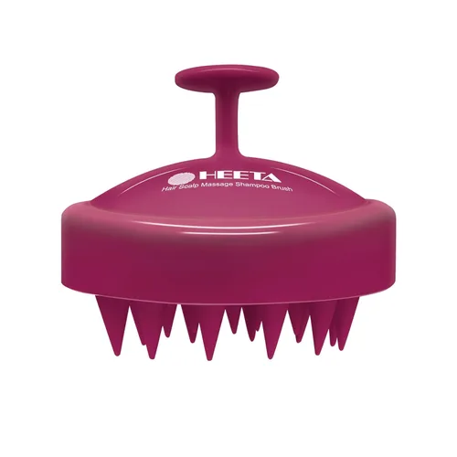 Miniatura 7 de HEETA Masajeador de cuero cabelludo para el crecimiento del cabello, cepillo de champú exfoliante de cuero cabelludo de silicona suave para Rojo