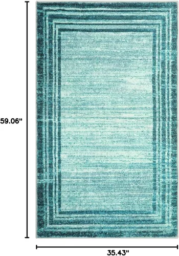 Miniatura 43 de Alfombra de pasillo moderna abstracta Lahome, alfombra lavable turquesa de 2 x 6 pulgadas para entrada, alfombra antideslizante de bajo pelo