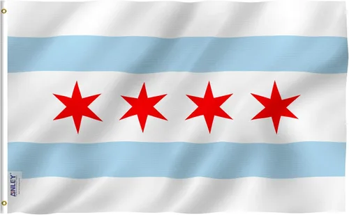 Miniatura 9 de Anley EverStrong Series - Bandera de la ciudad de Chicago de 3 x 5 pies resistente, rayas bordadas y cosidas, 4 filas de costuras de cerradura