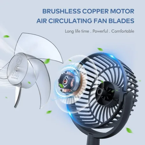 Miniatura 6 de Mini ventilador de escritorio, ventilador de escritorio alimentado por USB con 4 velocidades, pequeño pero potente, flujo de aire fuerte, trabajo