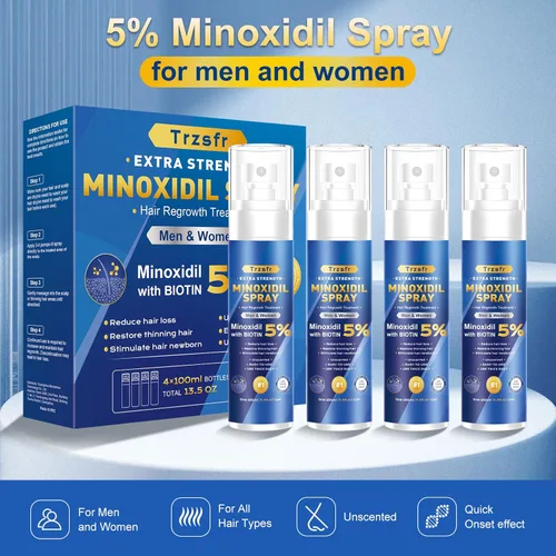 Miniatura 7 de 5% de minoxidil para hombres y mujeres, suero para el crecimiento del cabello y tratamiento de crecimiento del cabello, extra fuerte con biotina