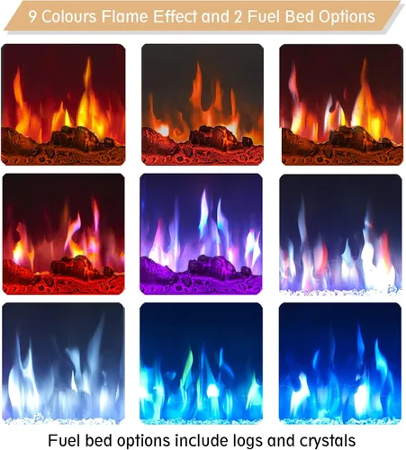 Miniatura 5 de Efiretric® Grace - Chimenea eléctrica 3 en 1 de 50 pulgadas de ancho (EF451), independiente, montada en la pared, empotrada, efecto de llama de 9
