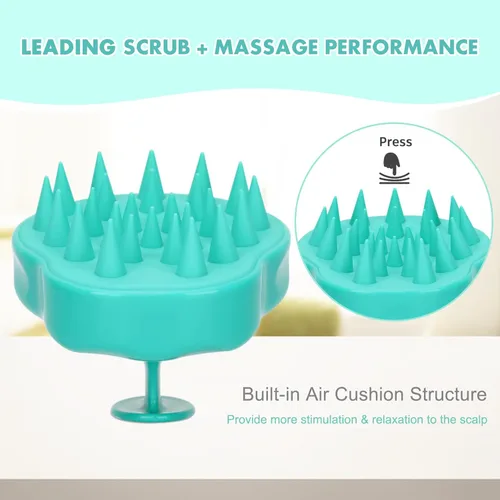 Miniatura 4 de FREATECH Cepillo de champú y masajeador con cerdas de silicona suave para el cuidado del cuero cabelludo, exfoliador para la ducha que elimina