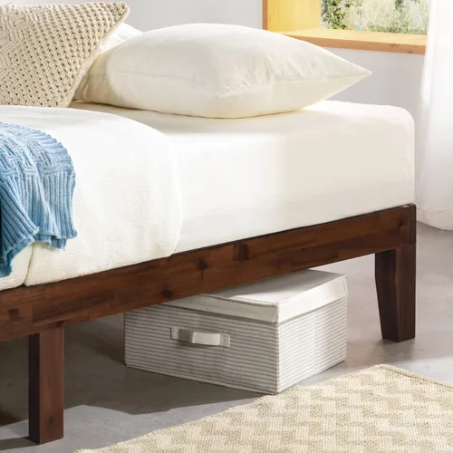 Miniatura 6 de Mellow Naturalista Classic - Cama de plataforma de madera maciza de 12 pulgadas con listones de madera, no necesita somier, fácil montaje