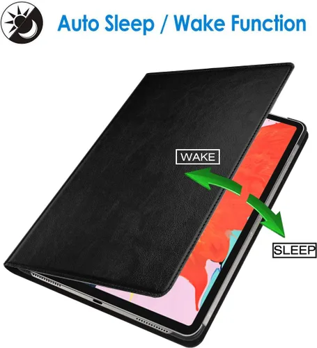 Miniatura 2 de Funda para iPad de 10.2 pulgadas, 9ª/8ª/7ª generación 2021/2020/2019, piel auténtica, función de encendido y apagado automático. Negro clásico