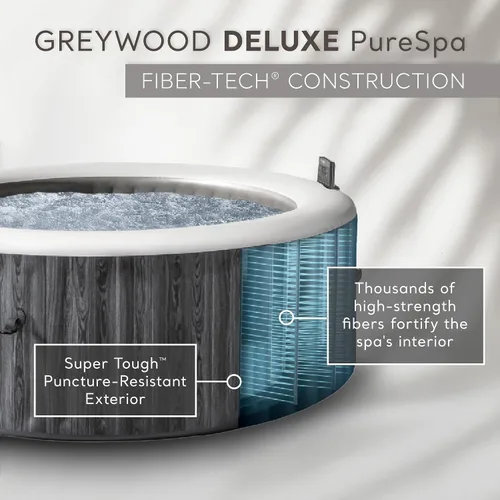 Miniatura 7 de INTEX 28439EP PureSpa Greywood Deluxe - Juego de spa inflable: incluye cubierta de eficiencia energética - Aplicación de control de spa - Panel