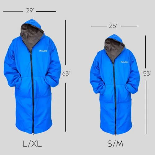 Miniatura 3 de Malo'o Parka de Surf con Forro Sherpa para Adultos Bata de Cambio, Parka de Natación Impermeable y Resistente al Viento, Bata Seca con Capucha