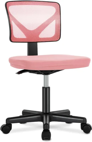 Miniatura 17 de DUMOS Sillas de oficina pequeñas con ruedas, ergonómicas ajustables para escritorio doméstico, silla giratoria rodante de trabajo sin brazos, Gris